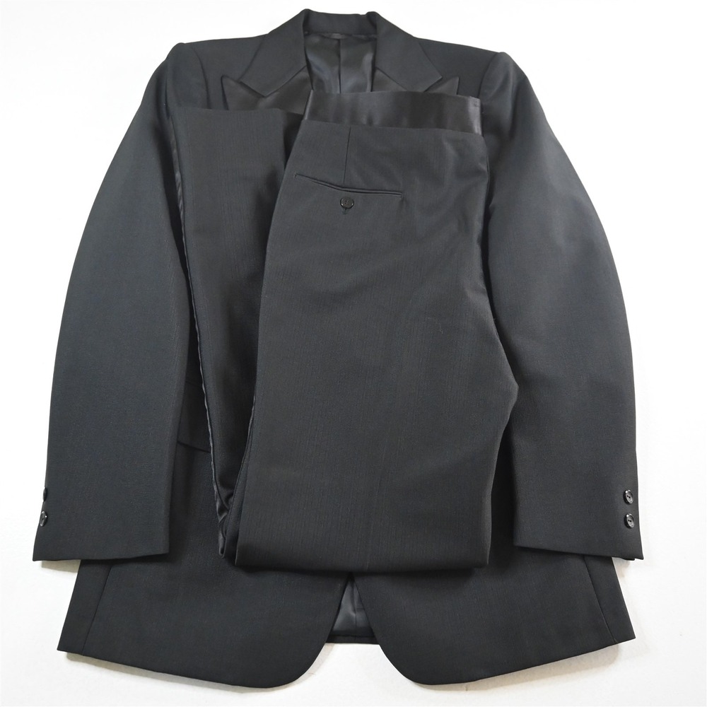 Bespoke 40L 36x34 Black‎ Peak Western Bell Bottom Mens Jacket Pants Tuxedo